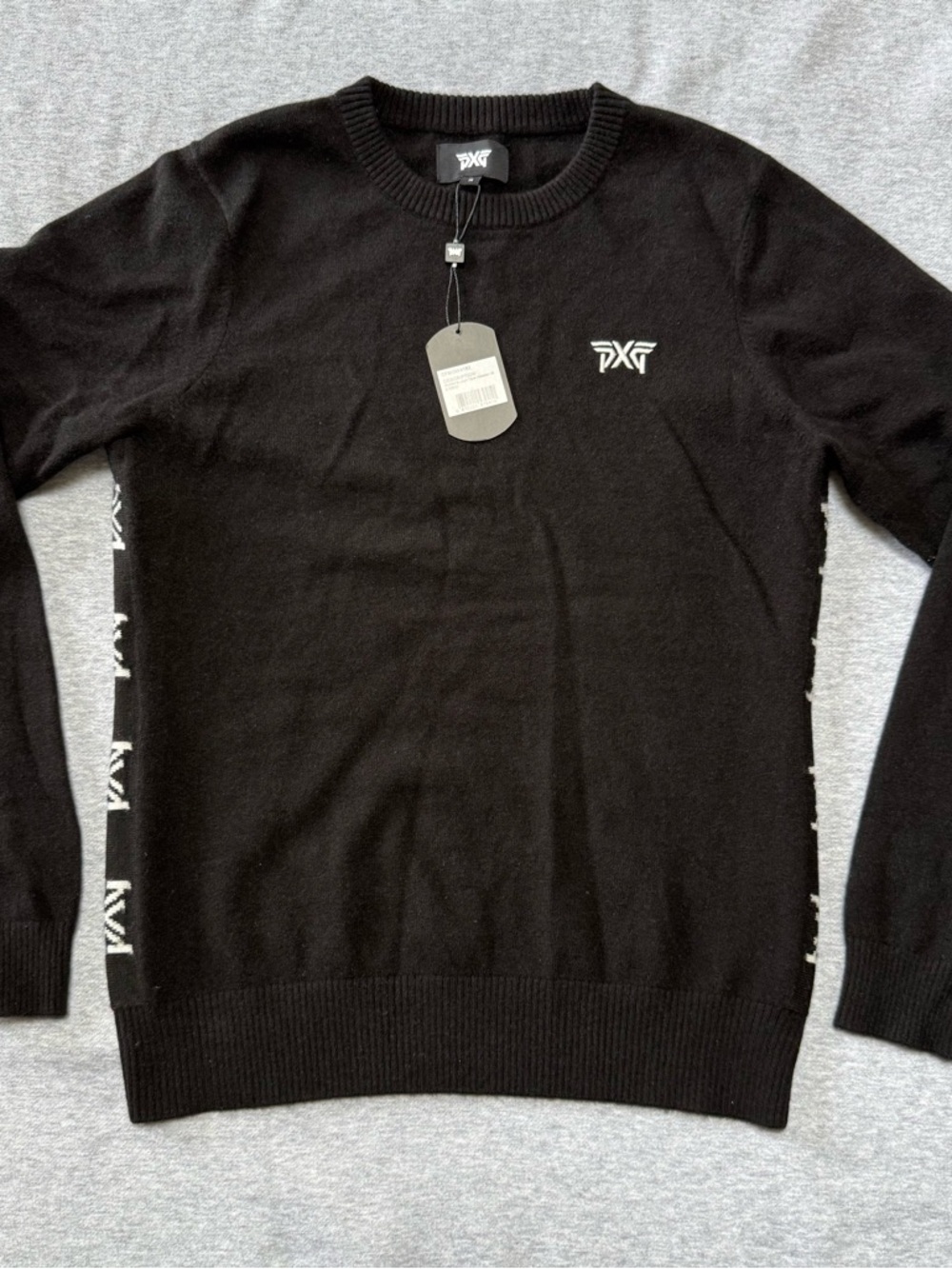 PXG Black Crewneck Sweater with Contrast Side Logo